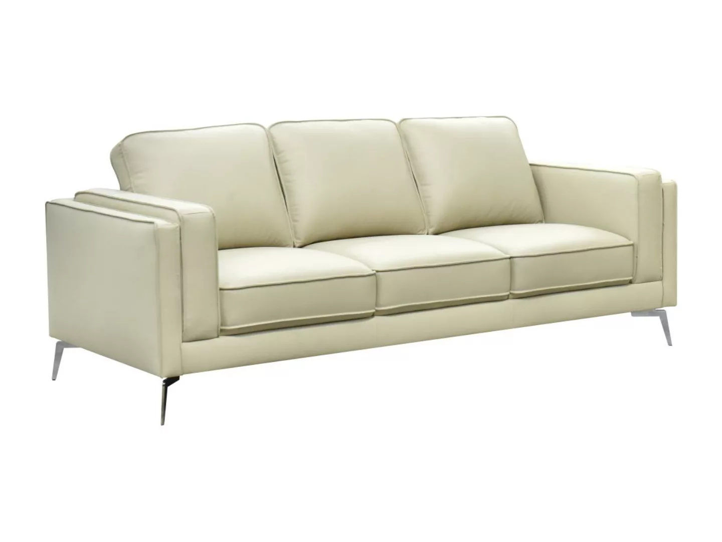 Sofa 3-Sitzer - Leder - Beige - LECCO günstig online kaufen