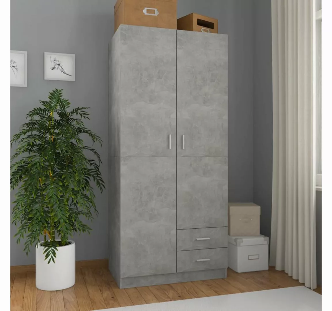 vidaXL Schrankmodule Kleiderschrank Betongrau 80x52x180 cm Holzwerkstoff günstig online kaufen