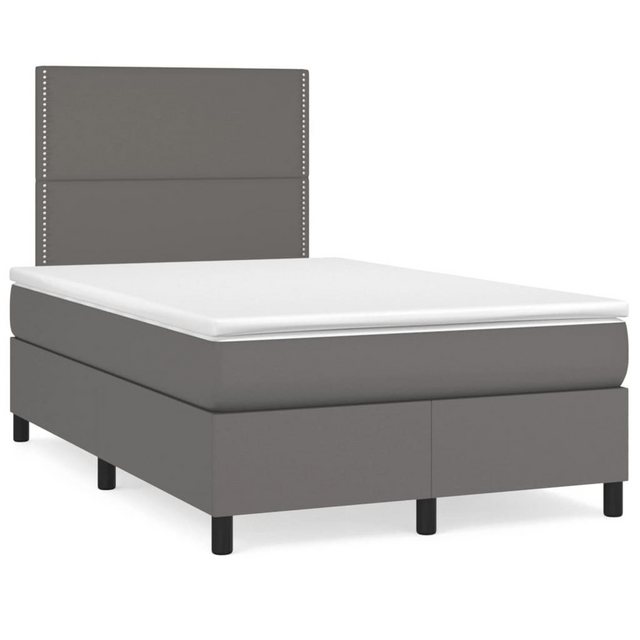 vidaXL Boxspringbett, Boxspringbett mit Matratze Grau 120x200 cm Kunstleder günstig online kaufen