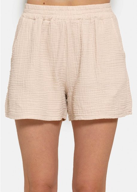 SASSYCLASSY Shorts Lockere Musselin Shorts High-Waist Baumwoll Shorts mit E günstig online kaufen