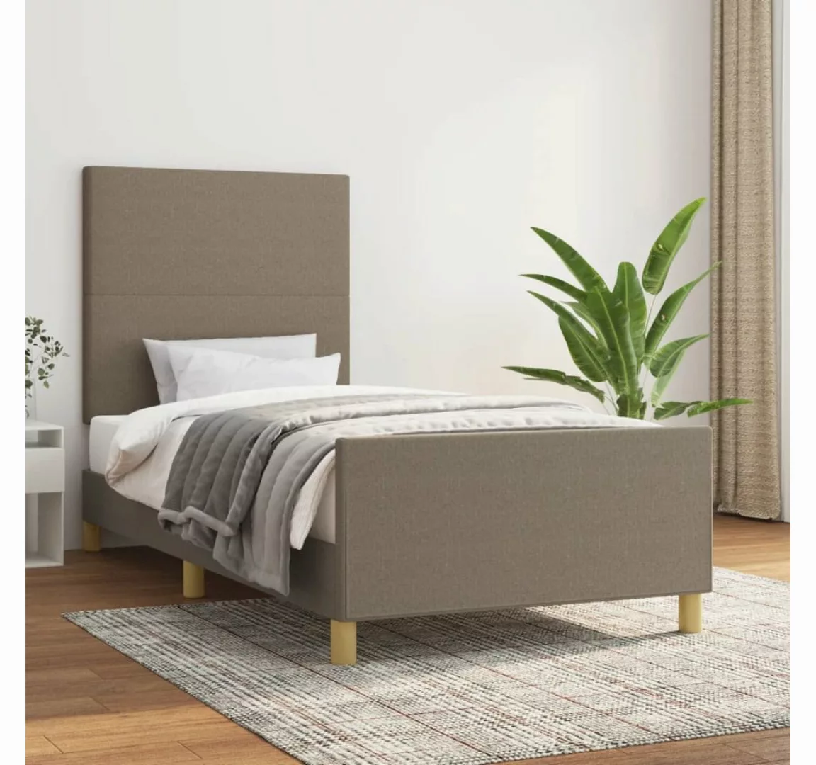 vidaXL Bett, Bettgestell ohne Matratze Taupe 100x200 cm Stoff günstig online kaufen