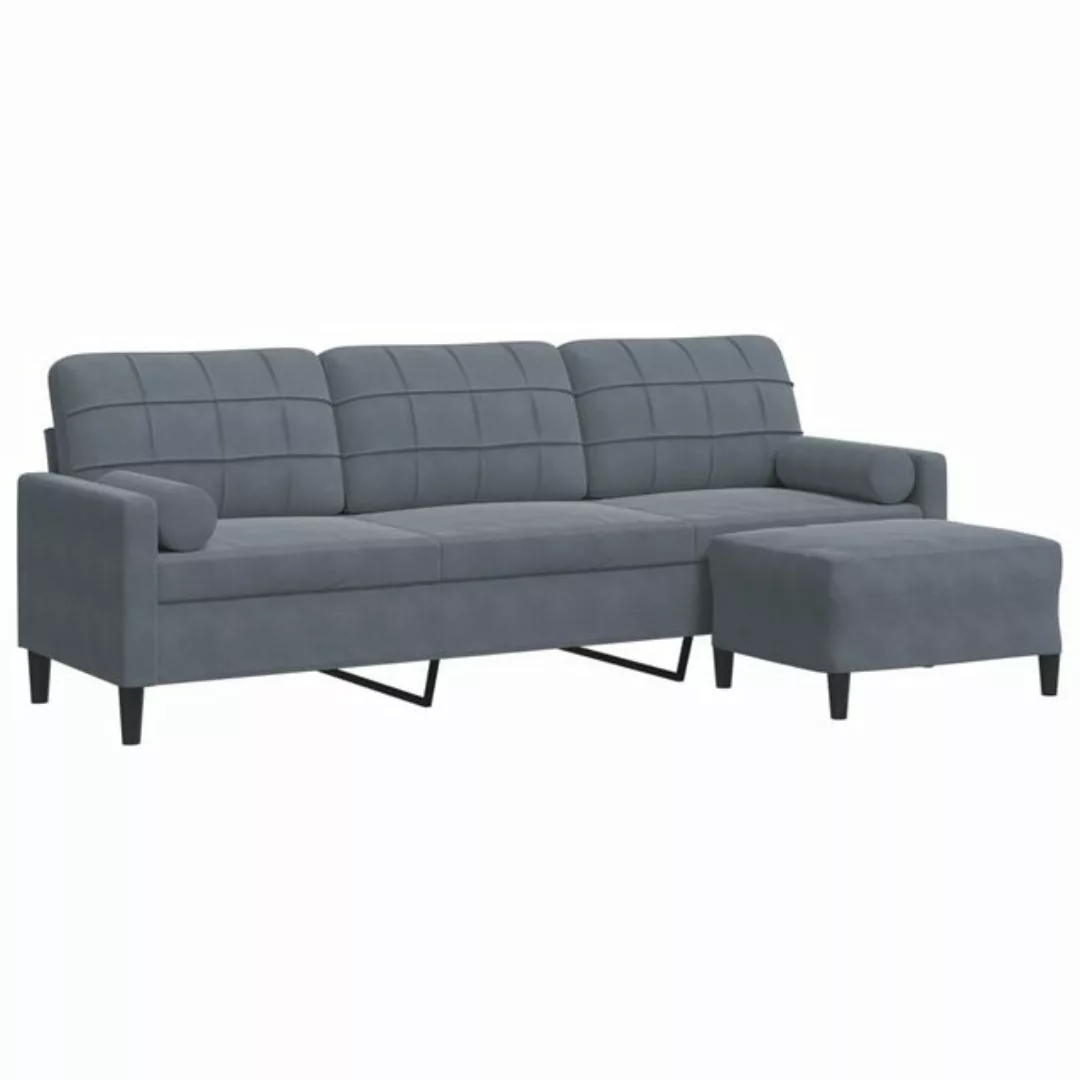 vidaXL Sofa 3-Sitzer-Sofa mit Hocker Dunkelgrau 210 cm Samt günstig online kaufen