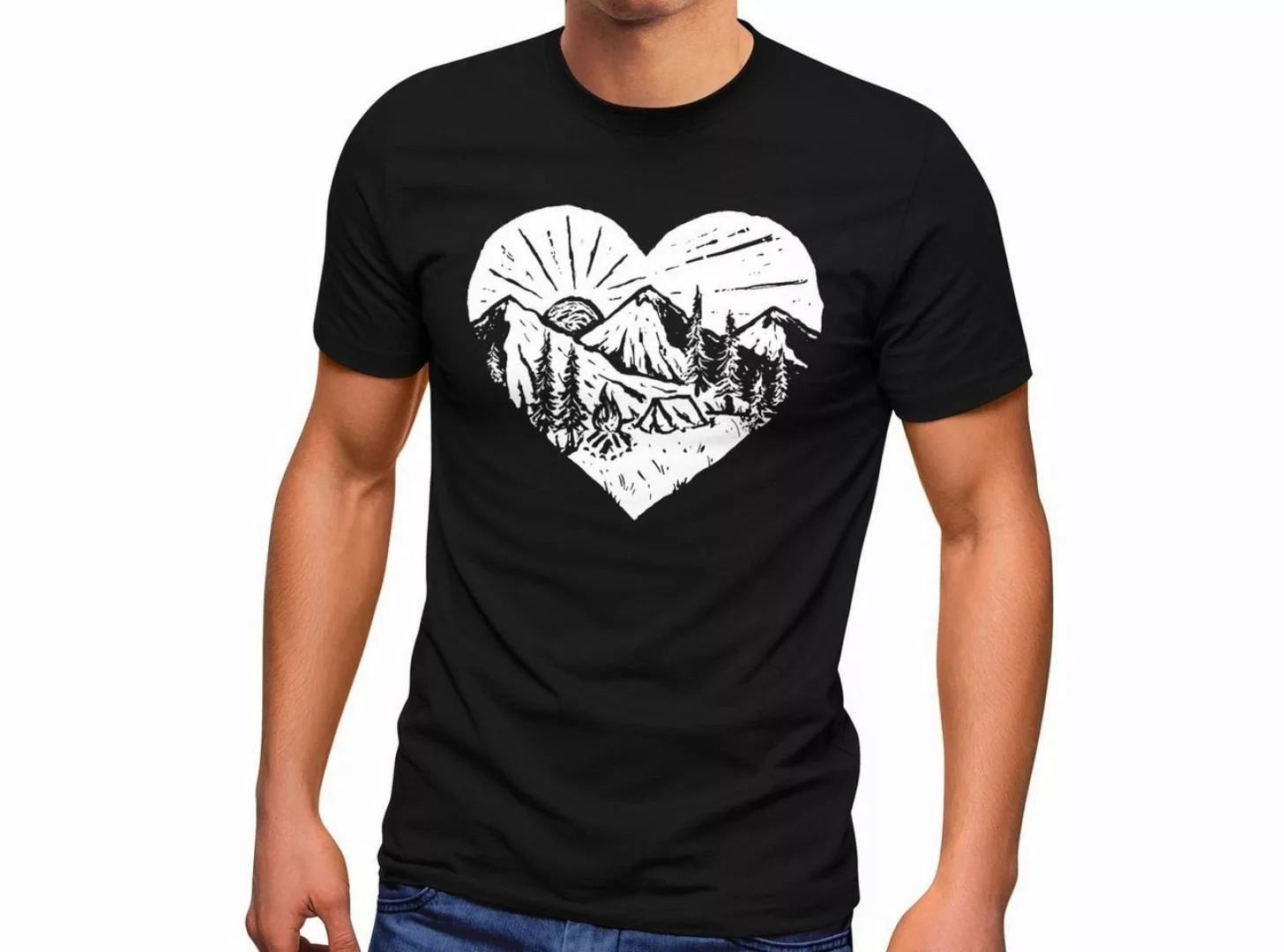 Neverless Print-Shirt Herren T-Shirt Wandern Berge Naturfreund Adventure Ca günstig online kaufen