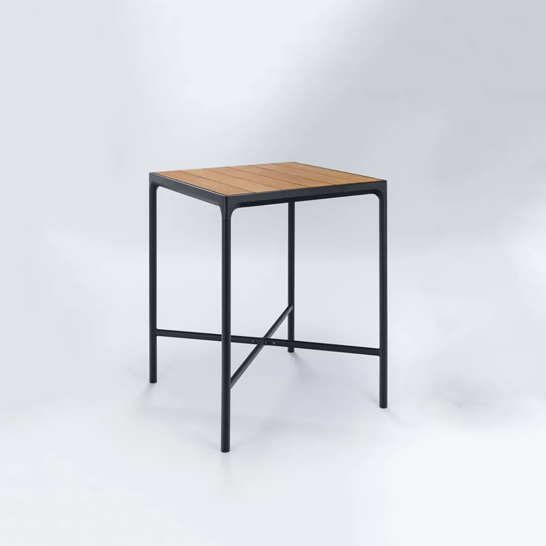 Outdoor Bartisch Four 90 x 90cm Bambus / Schwarz günstig online kaufen