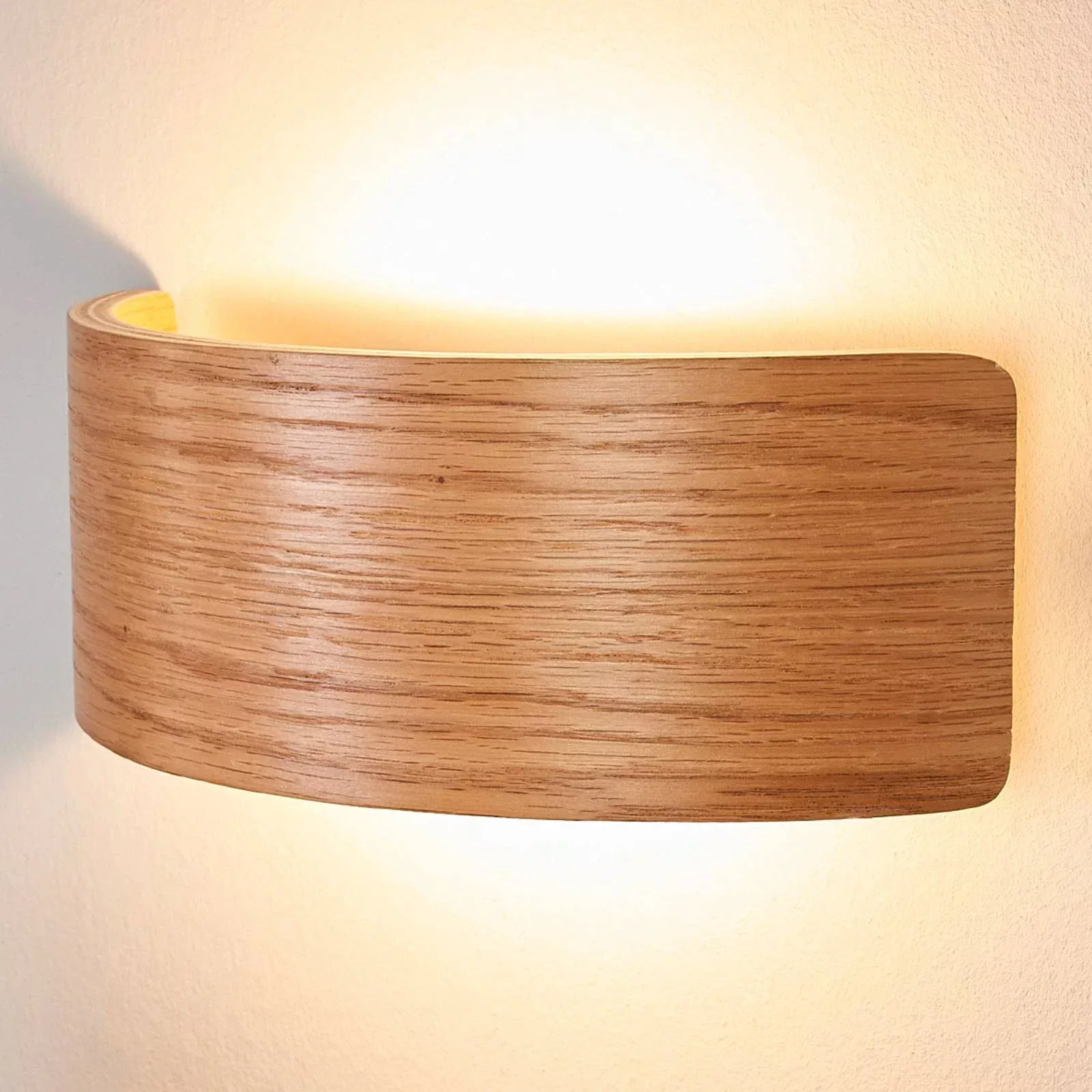 LED-Wandleuchte Rafailia 23cm, Holz günstig online kaufen