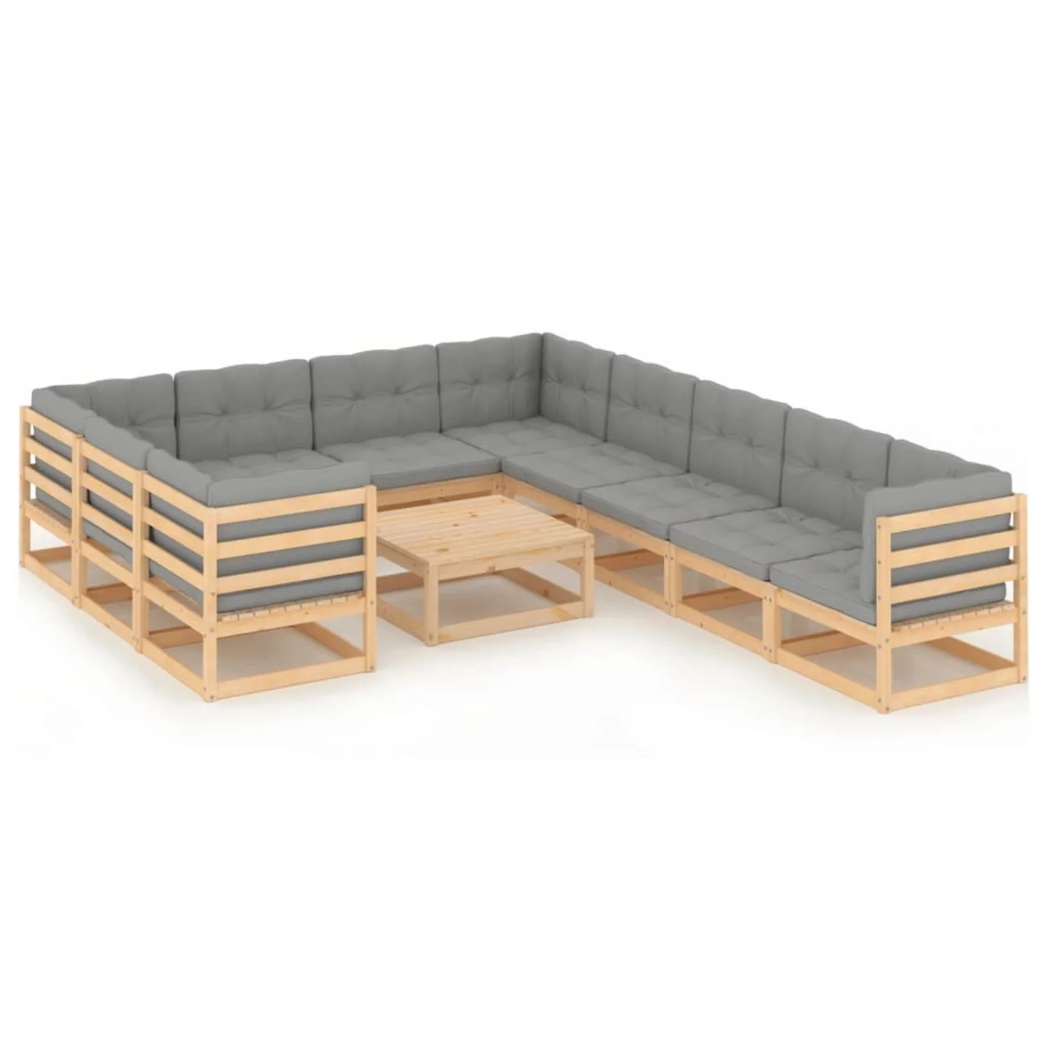 11-tlg. Garten-lounge-set Mit Kissen Kiefer Massivholz günstig online kaufen