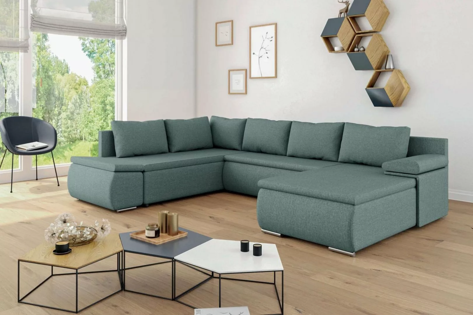 Stylefy Wohnlandschaft Nessi, Sofa, U-Form, Ottomane links oder rechts best günstig online kaufen