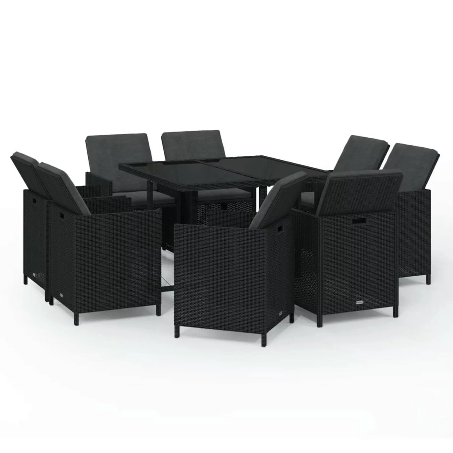 Vidaxl 9-tlg. Garten-essgruppe Mit Kissen Poly Rattan Schwarz günstig online kaufen