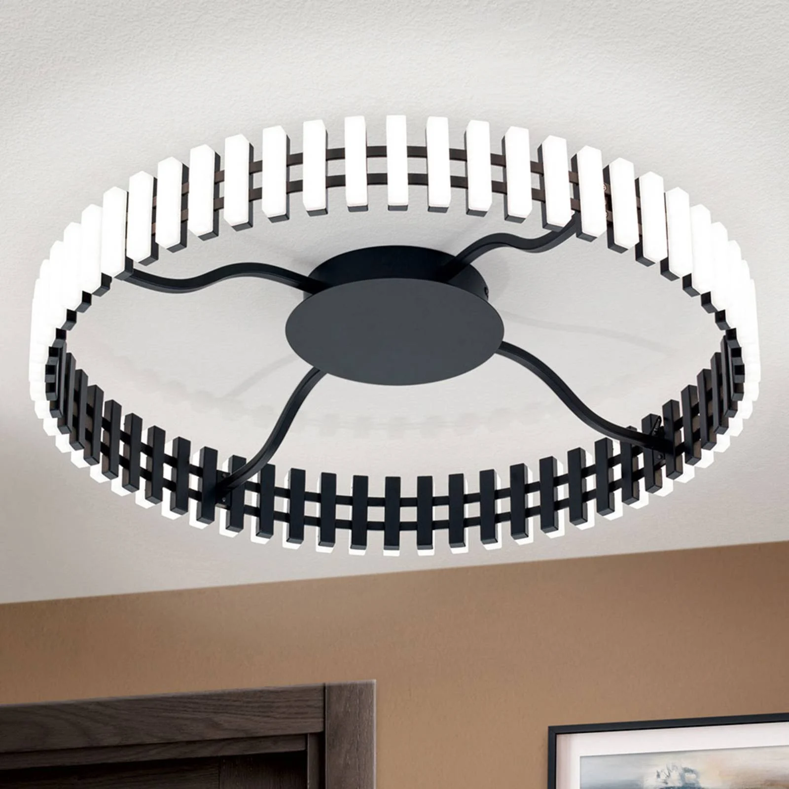 LED-Deckenleuchte Mansion, schwarz-weiß Ø 63 cm günstig online kaufen