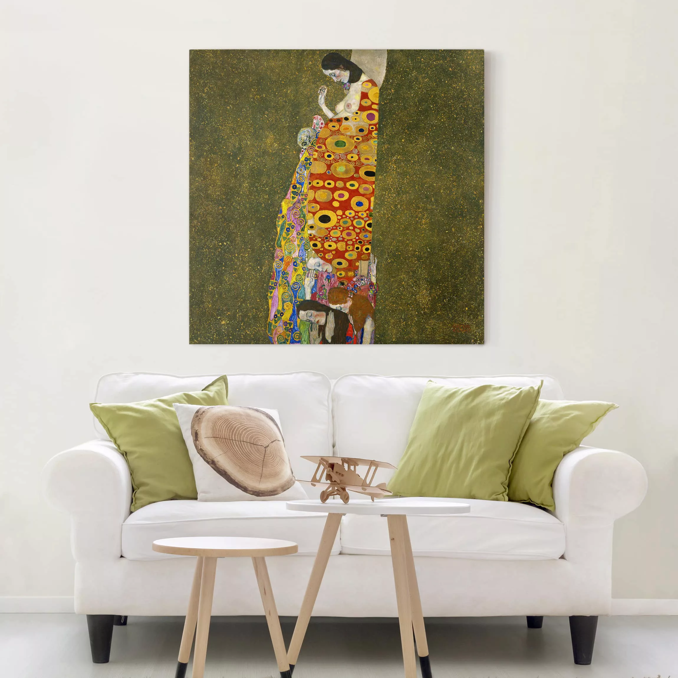 Leinwandbild Kunstdruck - Quadrat Gustav Klimt - Die Hoffnung II günstig online kaufen