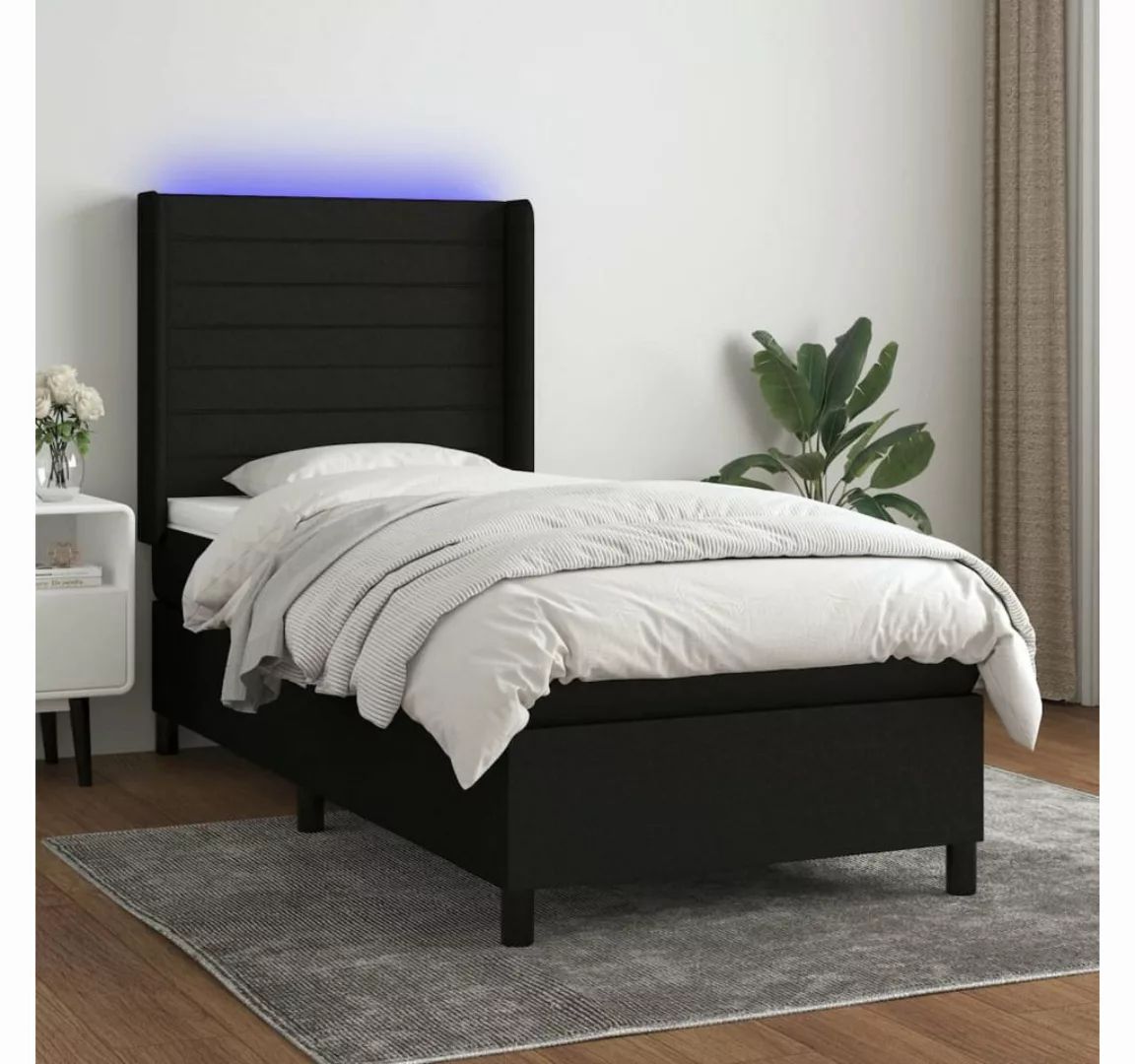 vidaXL Boxspringbett Boxspringbett mit Matratze LED Schwarz 100x200 cm Stof günstig online kaufen