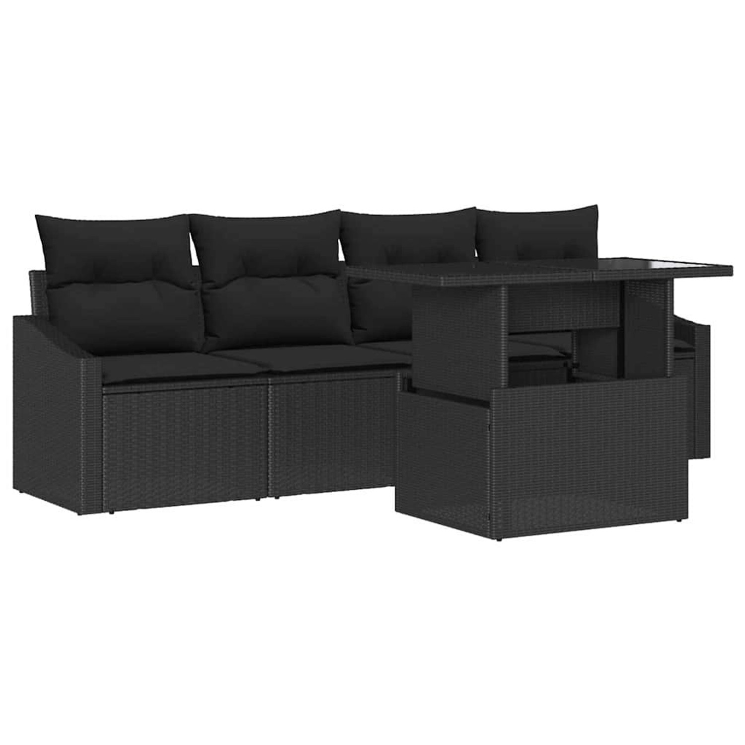 vidaXL Garten-Sofa-Set mit Speicher 5-Tlg Schwarz Poly Rattan 3357646 günstig online kaufen
