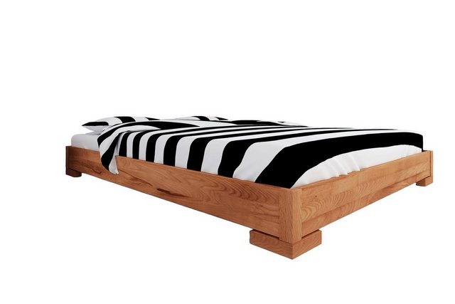 Natur24 Bett Bett Bento 2 Kernbuche massiv 200x200cm ohne Kopfteil mit Holz günstig online kaufen