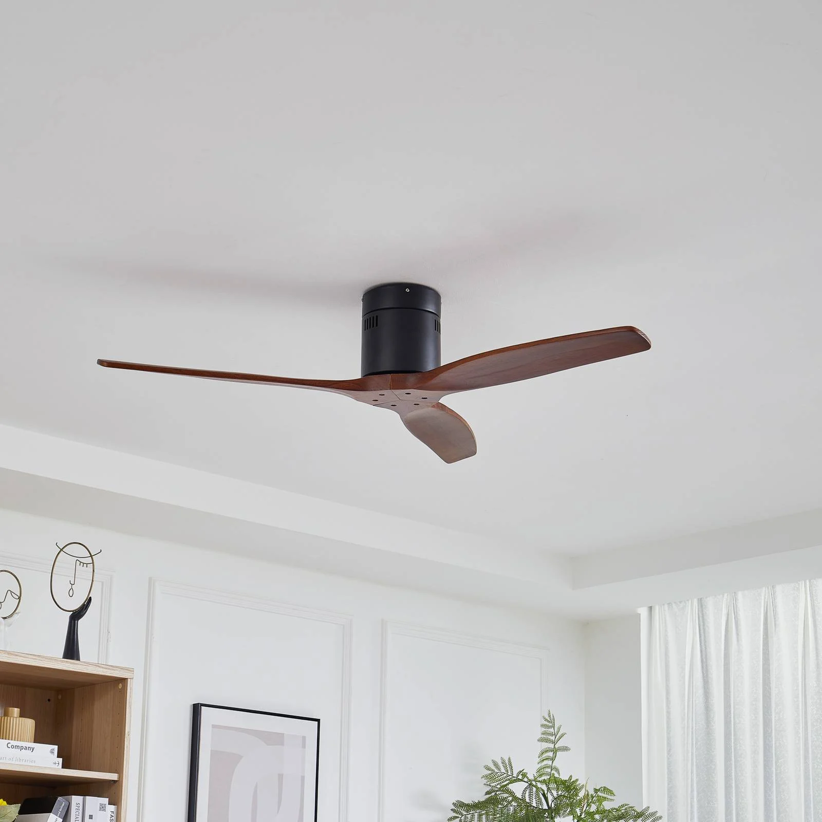 Lucande Deckenventilator Vindur, schwarz, Holz, DC, leise günstig online kaufen