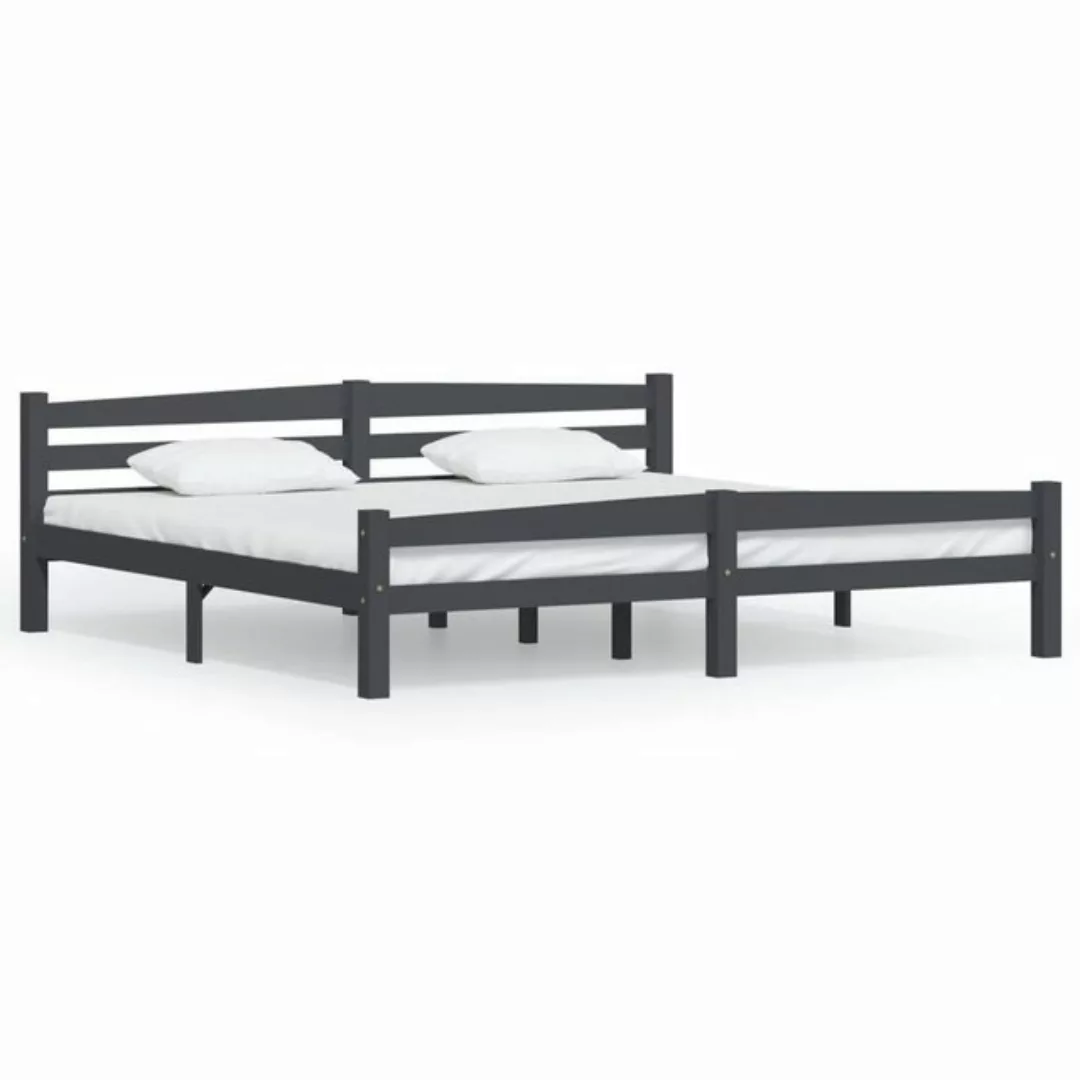 furnicato Bett Massivholzbett Dunkelgrau Kiefer 200x200 cm günstig online kaufen