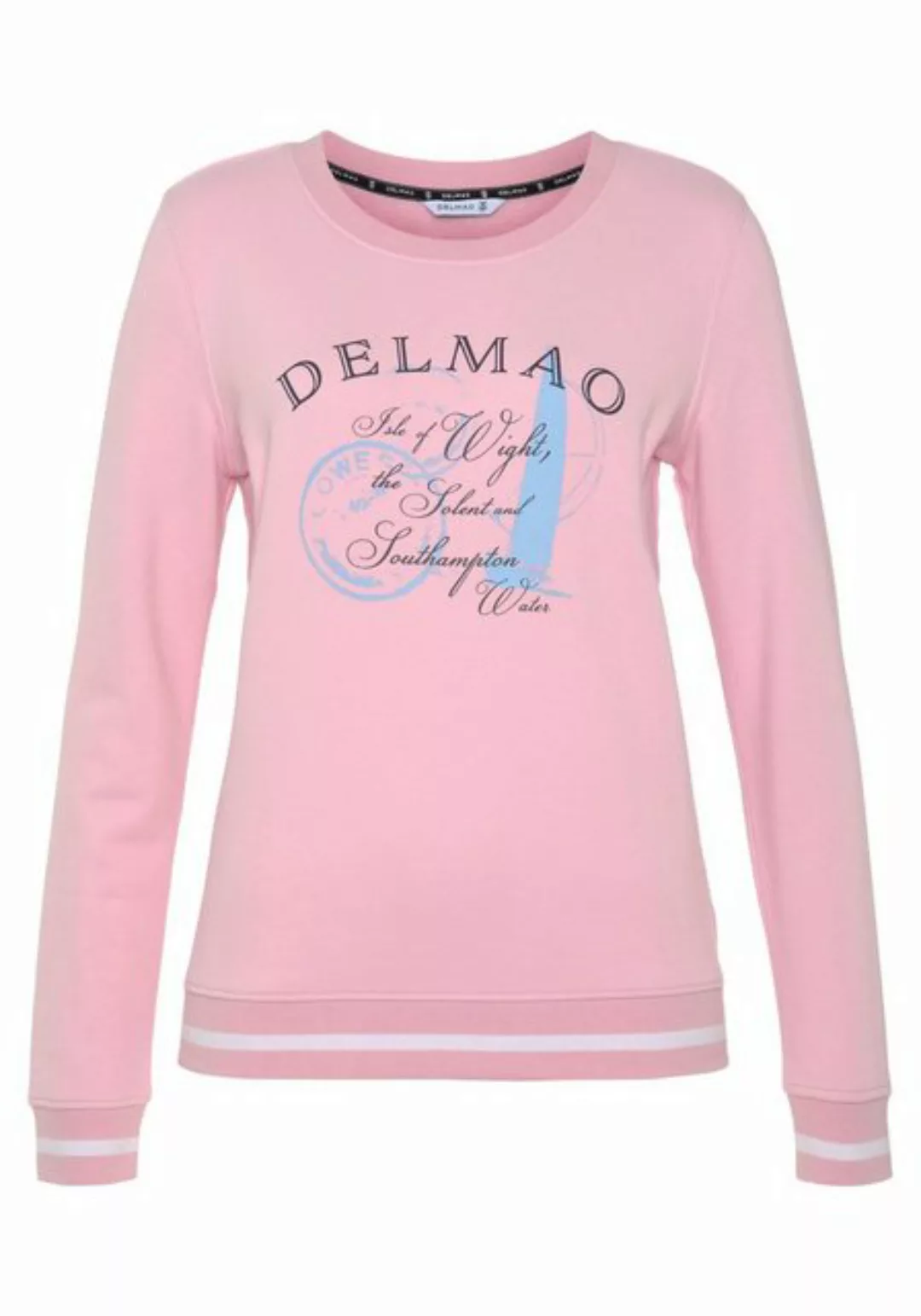 DELMAO Sweatshirt mit sportiven Kontraststreifen in den Bündchen günstig online kaufen