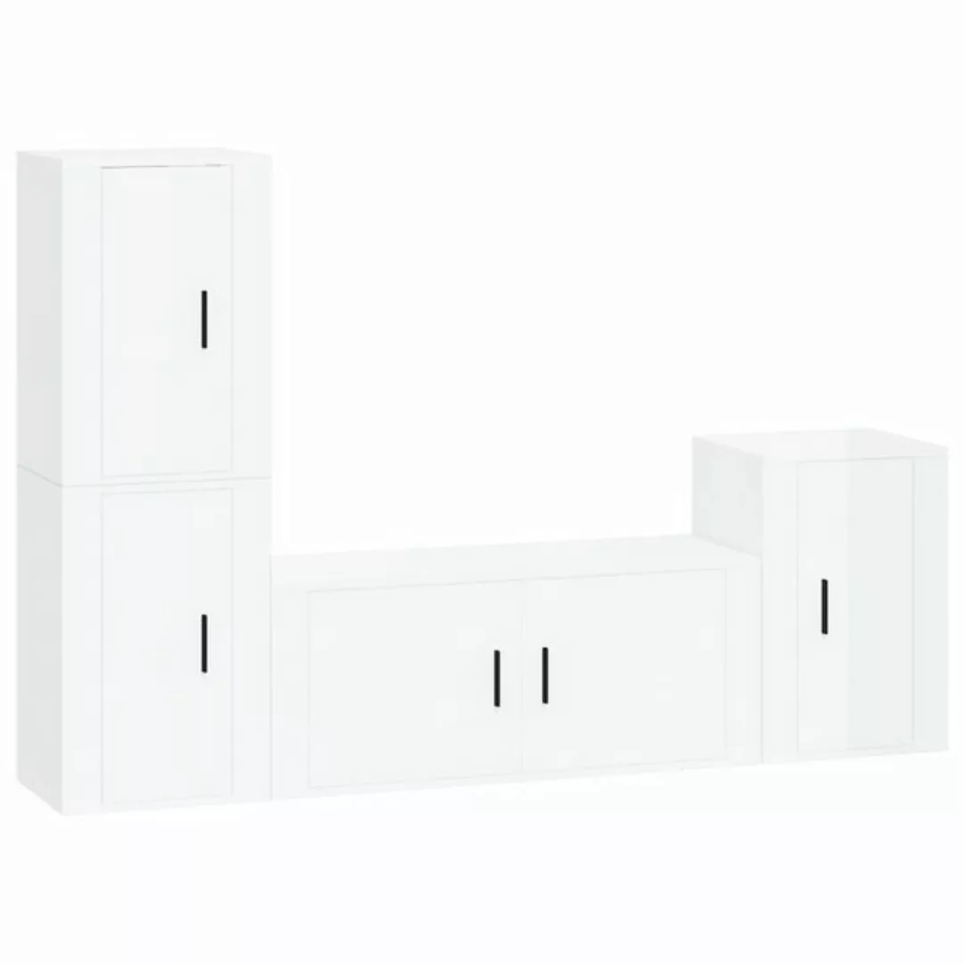 furnicato TV-Schrank 4-tlg. TV-Schrank-Set Hochglanz-Weiß Holzwerkstoff (1- günstig online kaufen