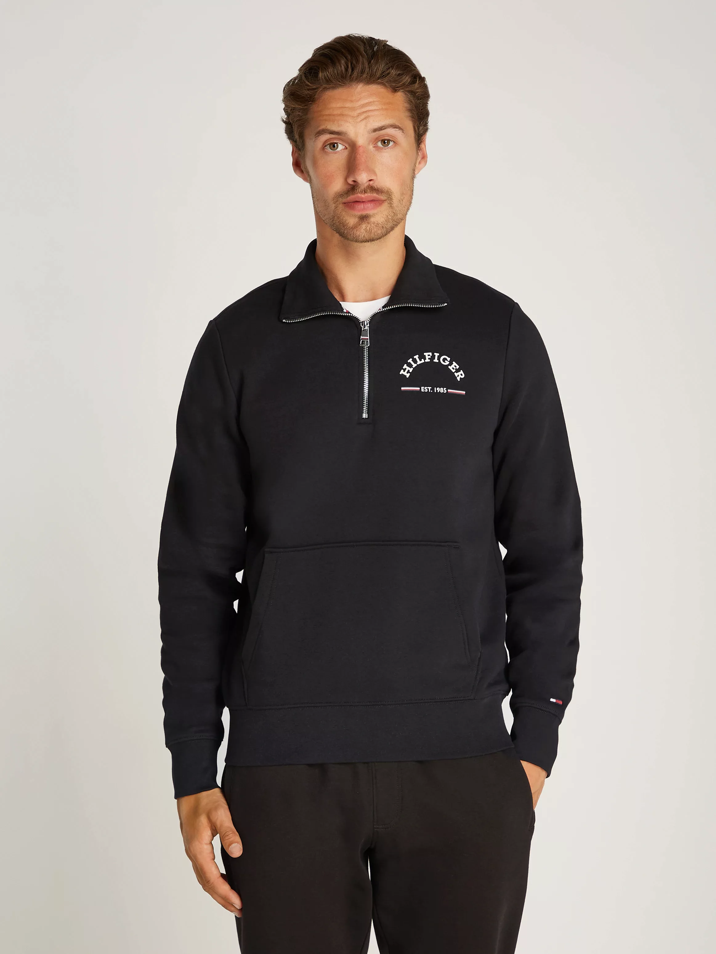 Tommy Hilfiger Sweatshirt "ROUNDALL STAND COLLAR ZIP", mit Stehkragen und R günstig online kaufen