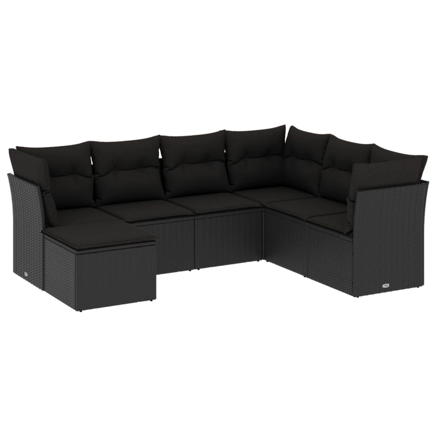 vidaXL 7-tlg Garten-Sofagarnitur mit Kissen Schwarz Poly Rattan Modell 70 günstig online kaufen