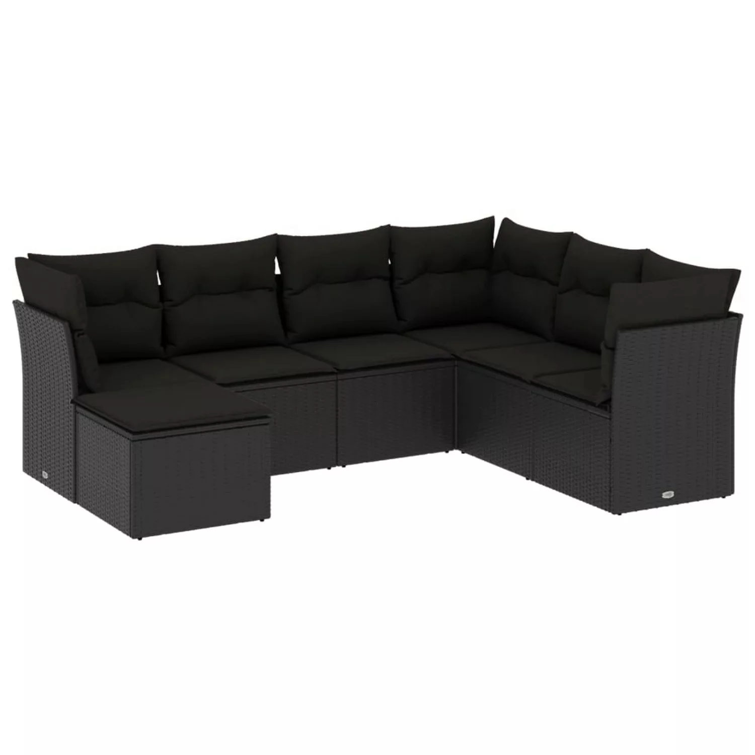 vidaXL 7-tlg Garten-Sofagarnitur mit Kissen Schwarz Poly Rattan Modell 70 günstig online kaufen