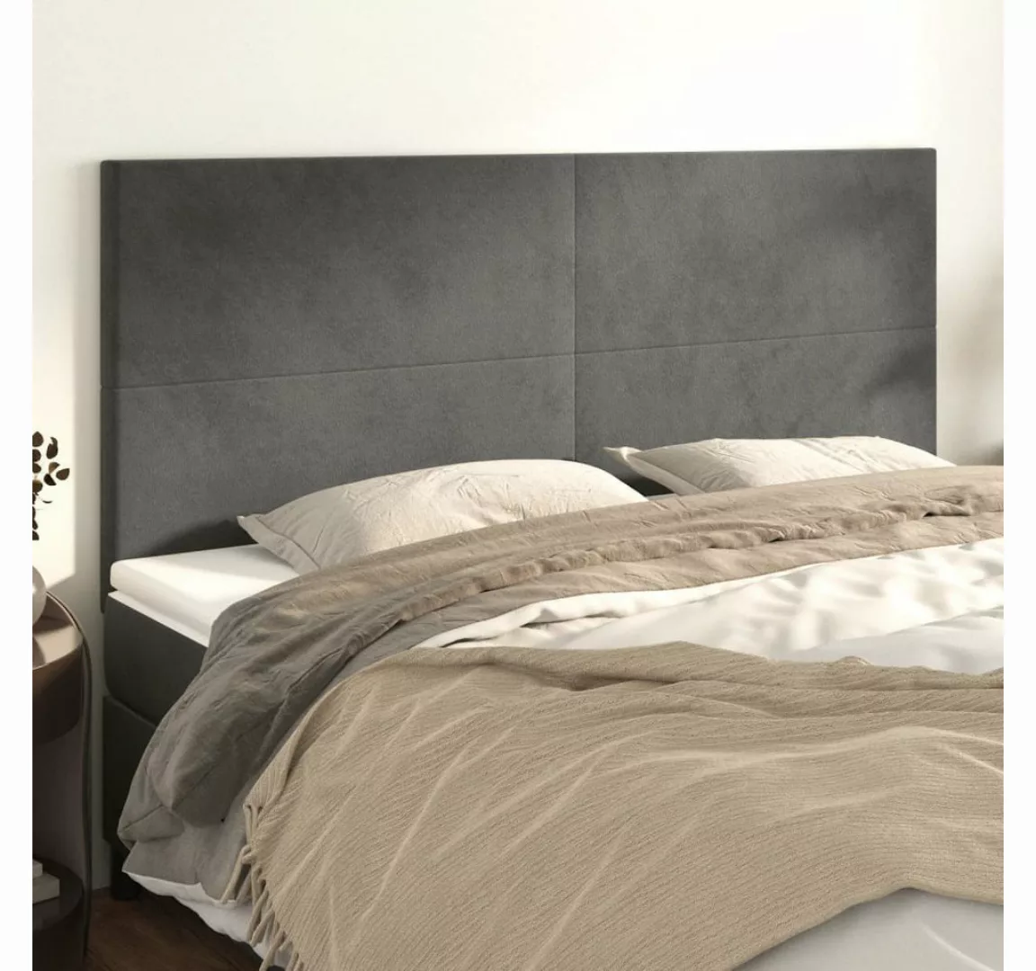 vidaXL Bett, Kopfteile 4 Stk. Dunkelgrau 90x5x78/88 cm Samt günstig online kaufen