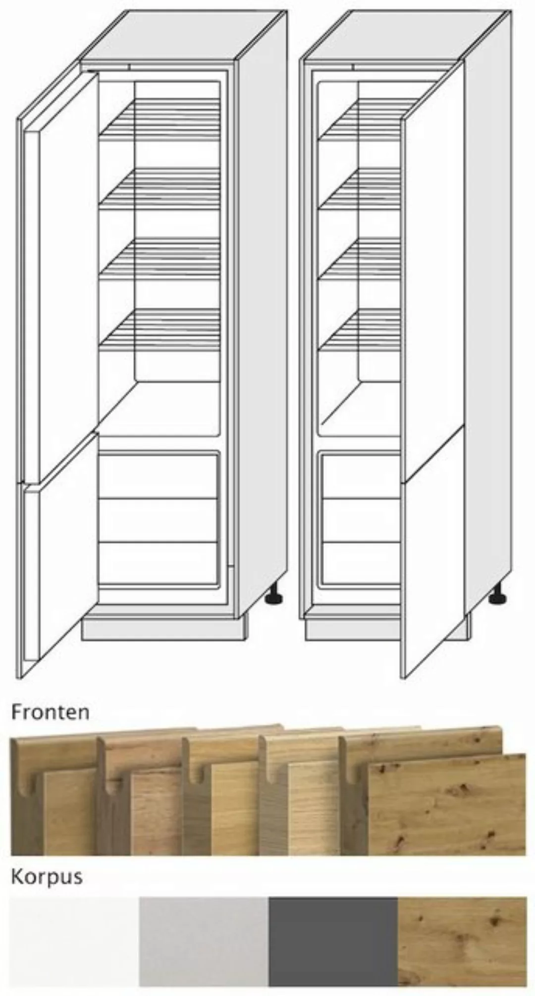 Feldmann-Wohnen Kühlumbauschrank Arezzo (2-türig, 1-St., moderne Optik, Gri günstig online kaufen