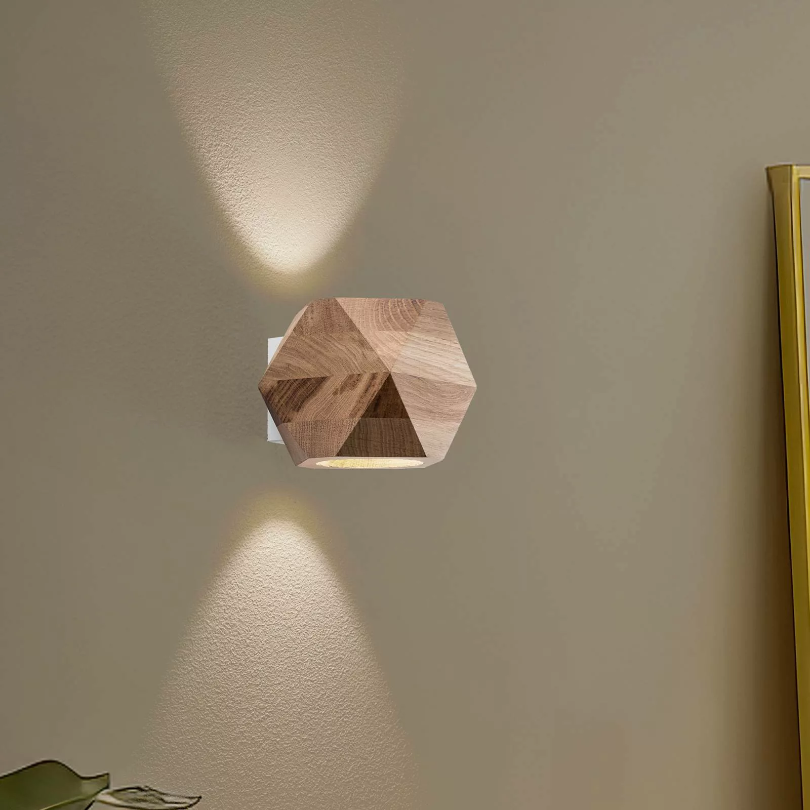 Envostar Peach Puff Wandlampe Polyeder Holz 1-flg. günstig online kaufen