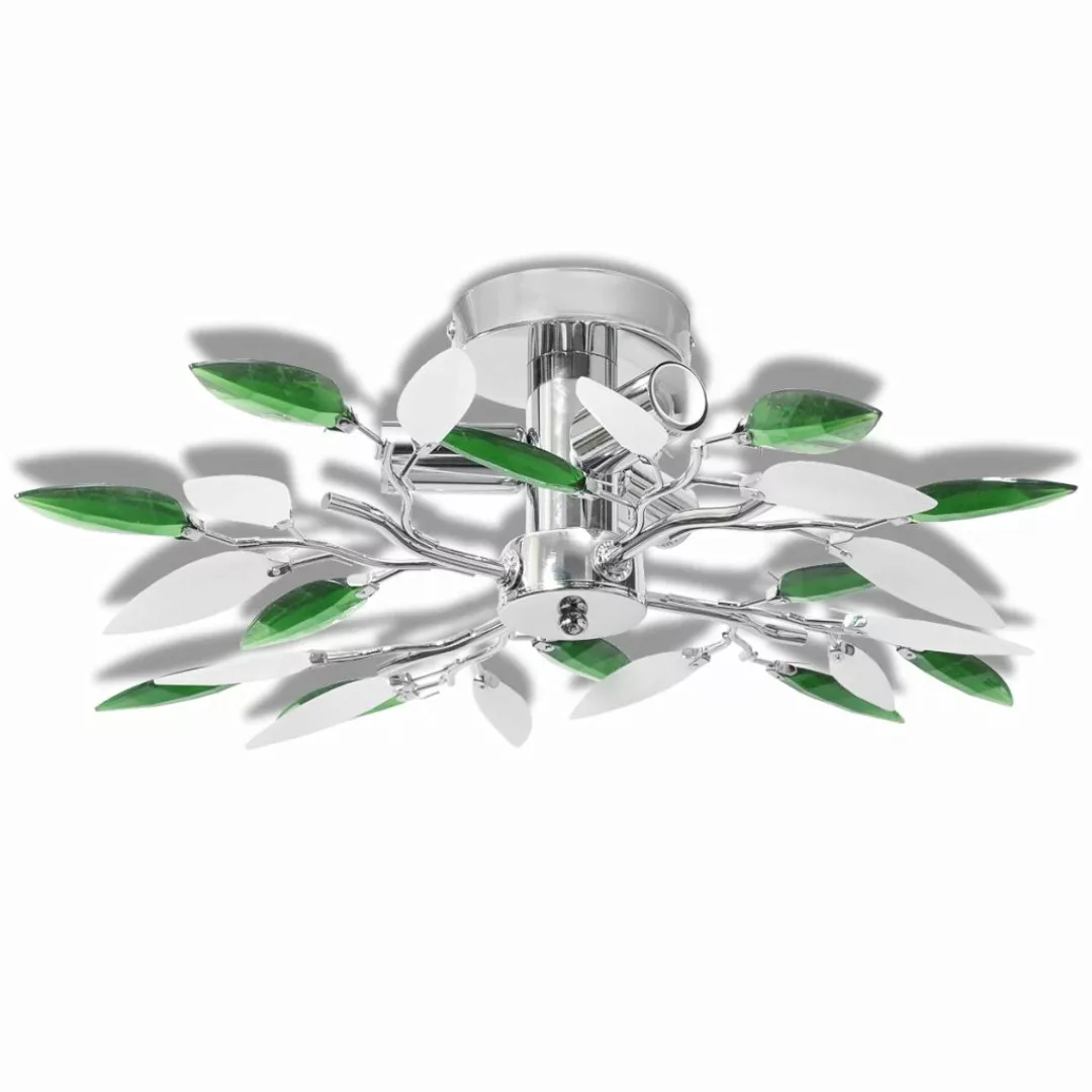 Deckenleuchte Weiße & Grüne Acrylglas-blätter 3 Ã E14-lampen günstig online kaufen