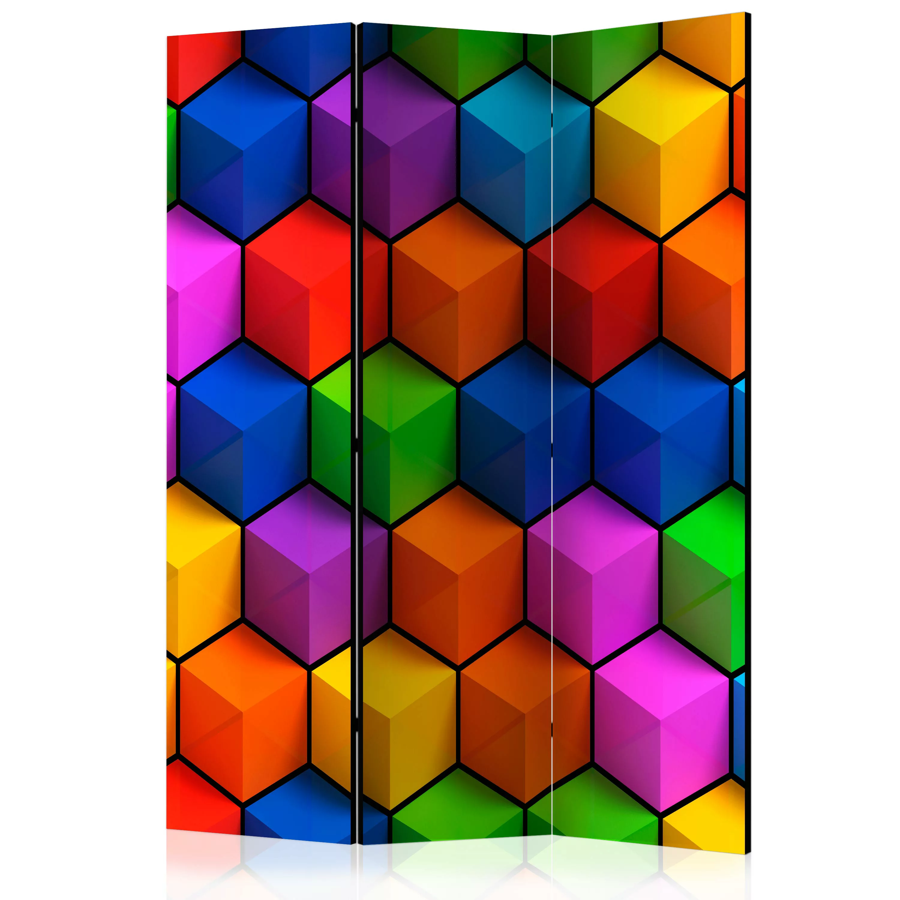 3-teiliges Paravent - Colorful Geometric Boxes [room Dividers] günstig online kaufen
