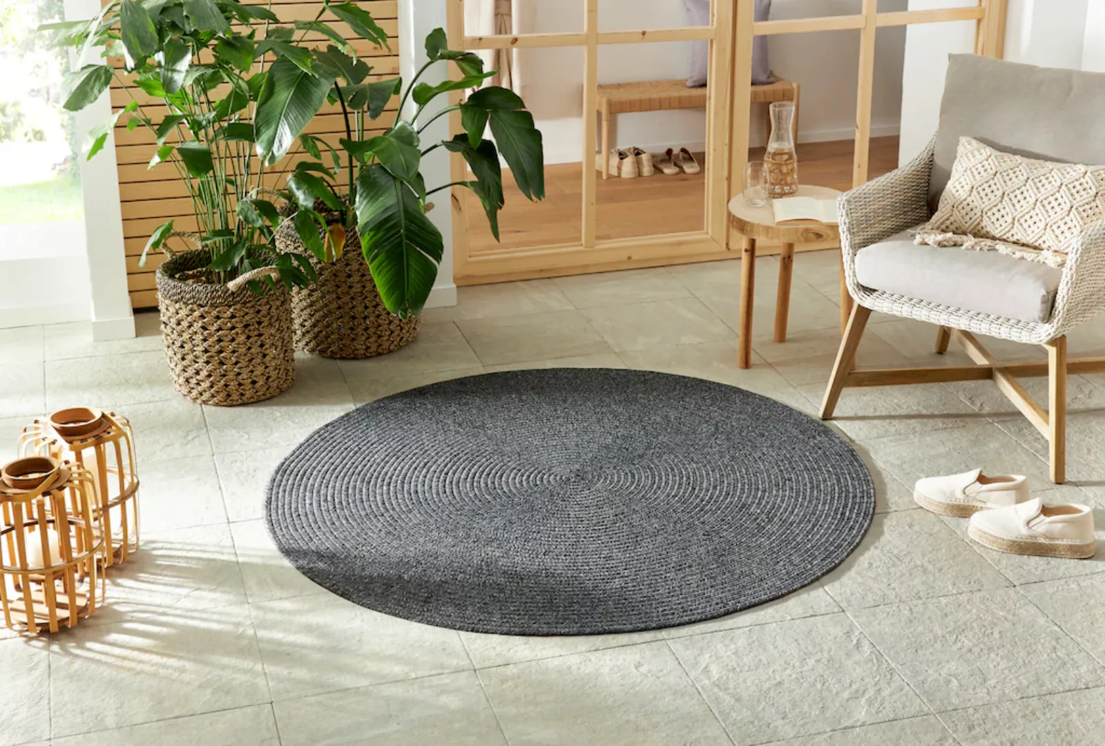 NORTHRUGS Teppich »Trenzado«, rund, 10 mm Höhe, In- & Outdoor, Handmade-Loo günstig online kaufen