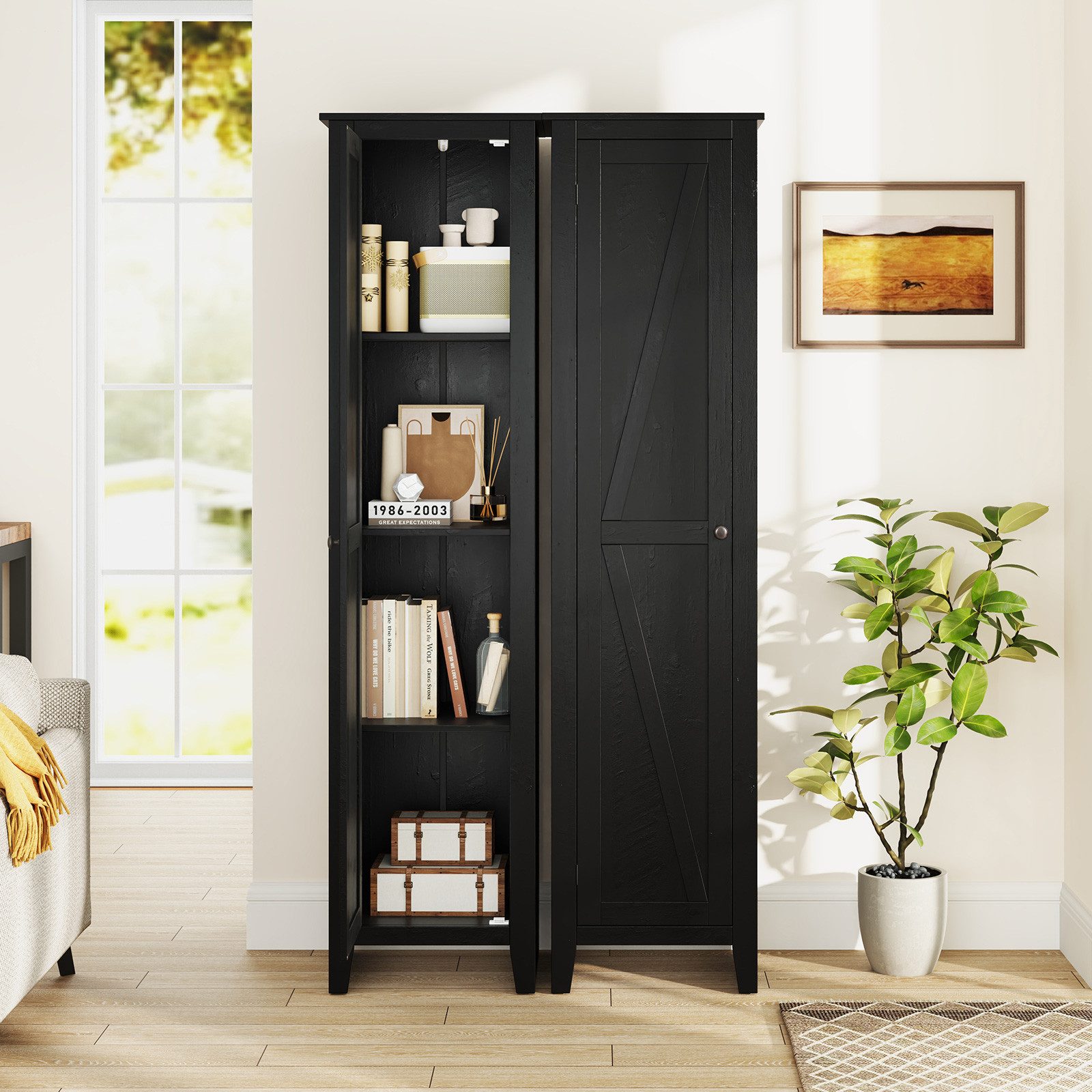 COSTWAY Hochschrank Badschrank schmal mit Tür günstig online kaufen