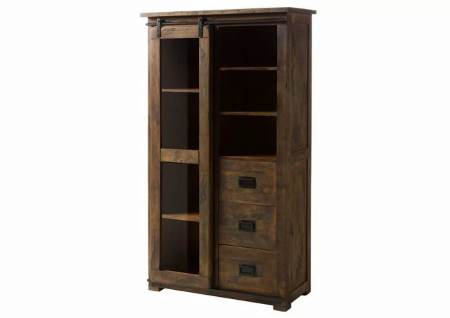 Massivmoebel24 Standvitrine (Vitrine Mango 100x45x175 braun lackiert RAILWA günstig online kaufen