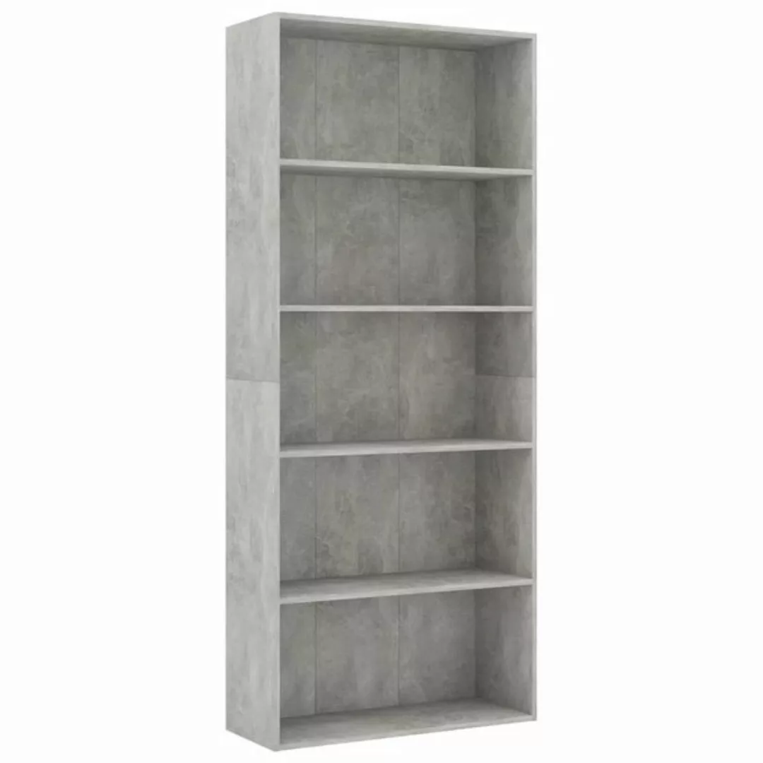 Bücherregal 5 Fächer Betongrau 80 X 30 X 189 Cm Spanplatte günstig online kaufen