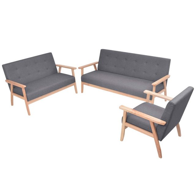 vidaXL Sofa Sofa-Set 3-tlg Stoff Dunkelgrau günstig online kaufen