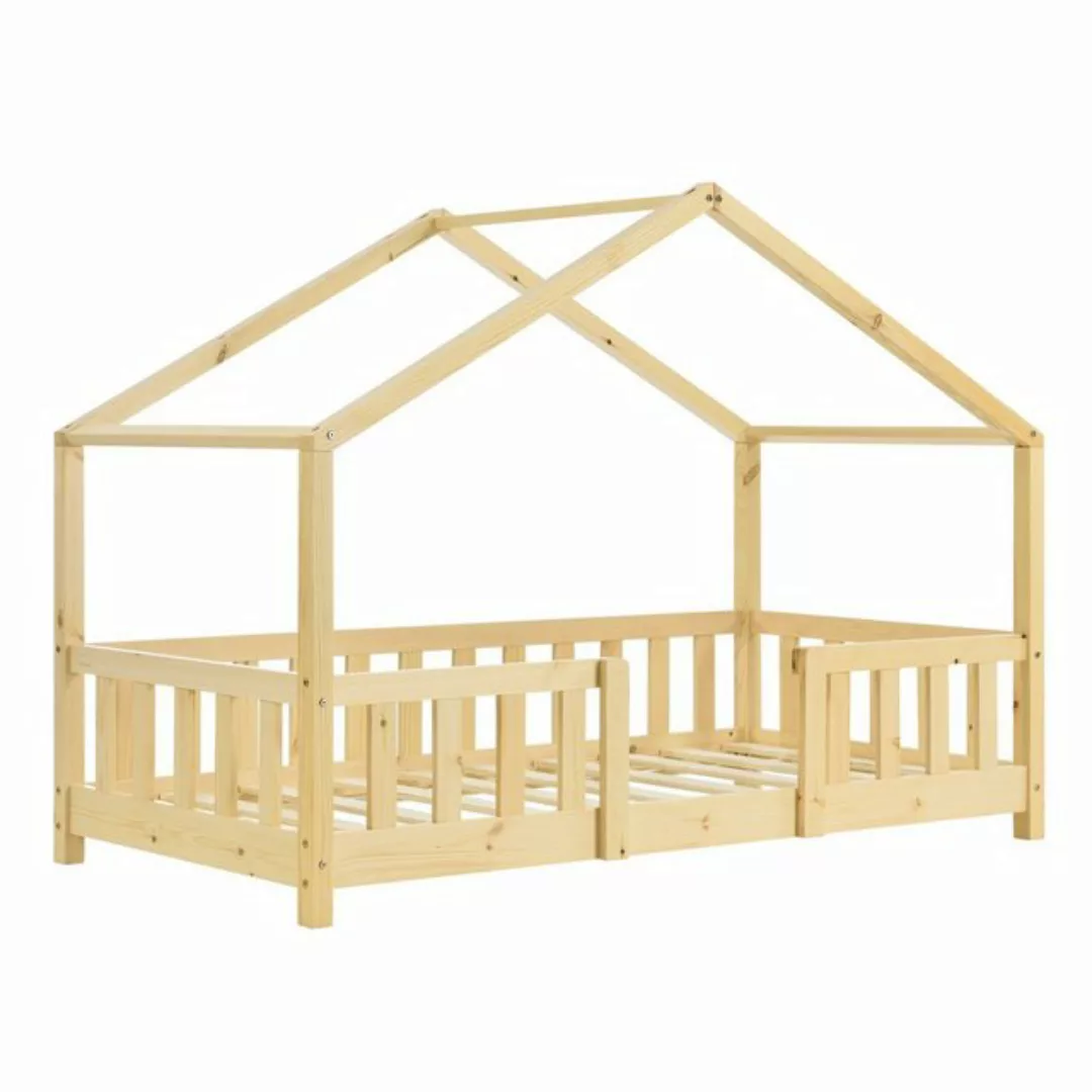 en.casa Kinderbett, »Treviolo« Haus-Optik mit Rausfallschutz 80x160 cm Holz günstig online kaufen