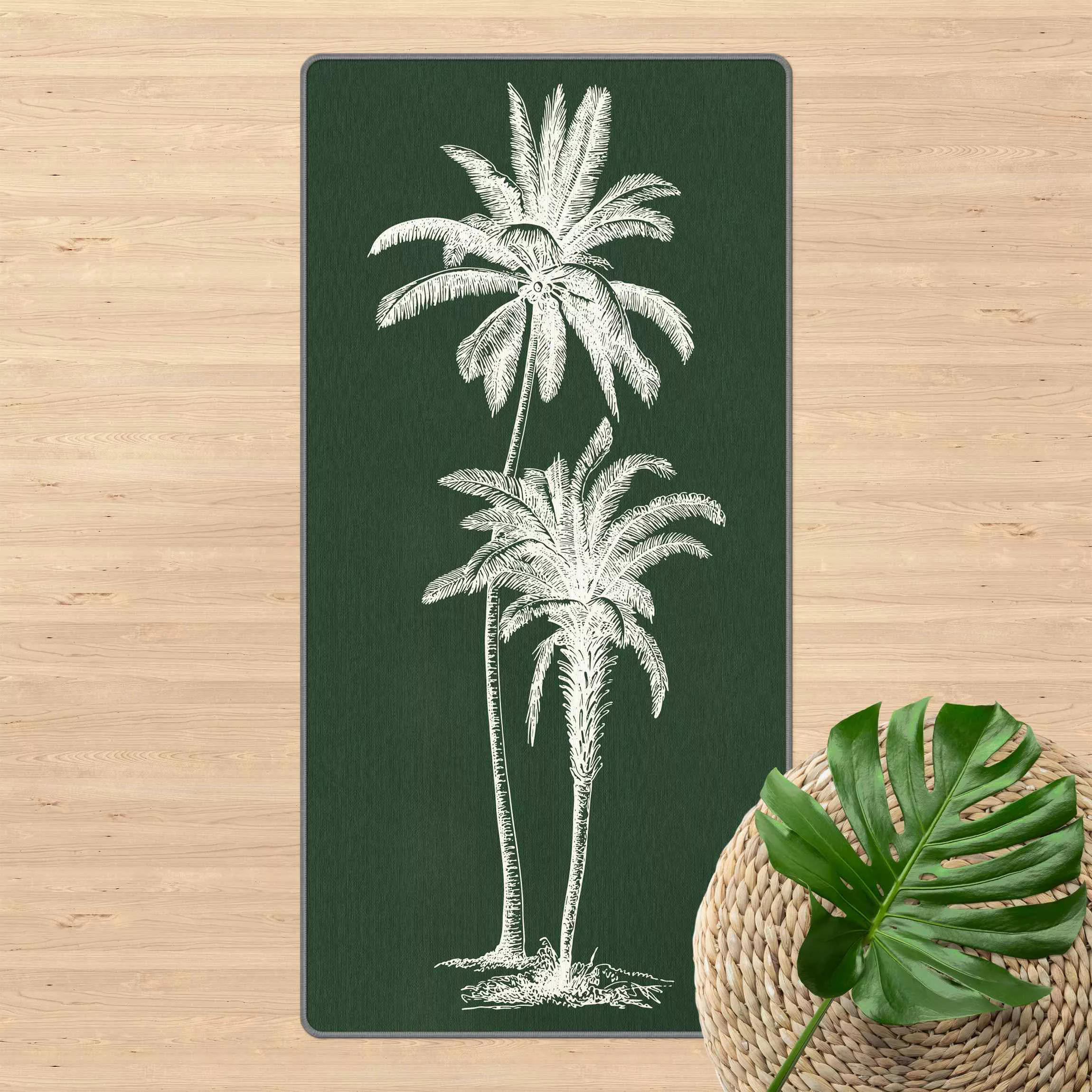 Teppich Illustration Palmen auf Grün günstig online kaufen