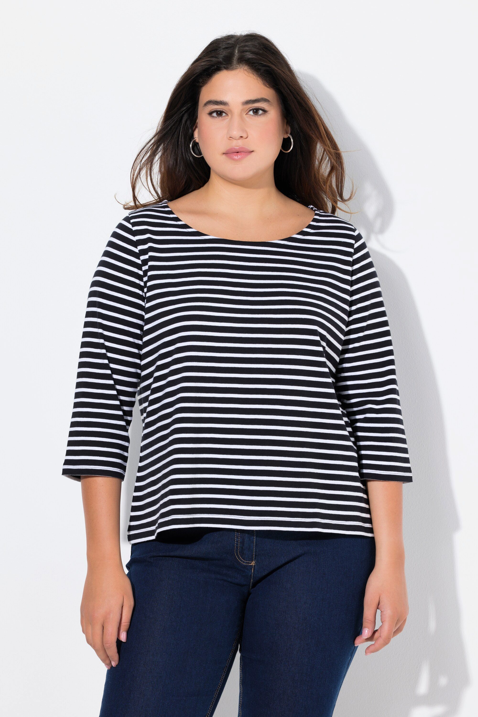 Ulla Popken T-Shirt Ringelshirt Classic Fit günstig online kaufen