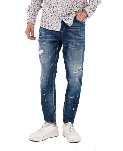 Denim Distriqt Skinny-fit-Jeans Destroyed Herren Jeans Skinny Fit Blau 6659 günstig online kaufen