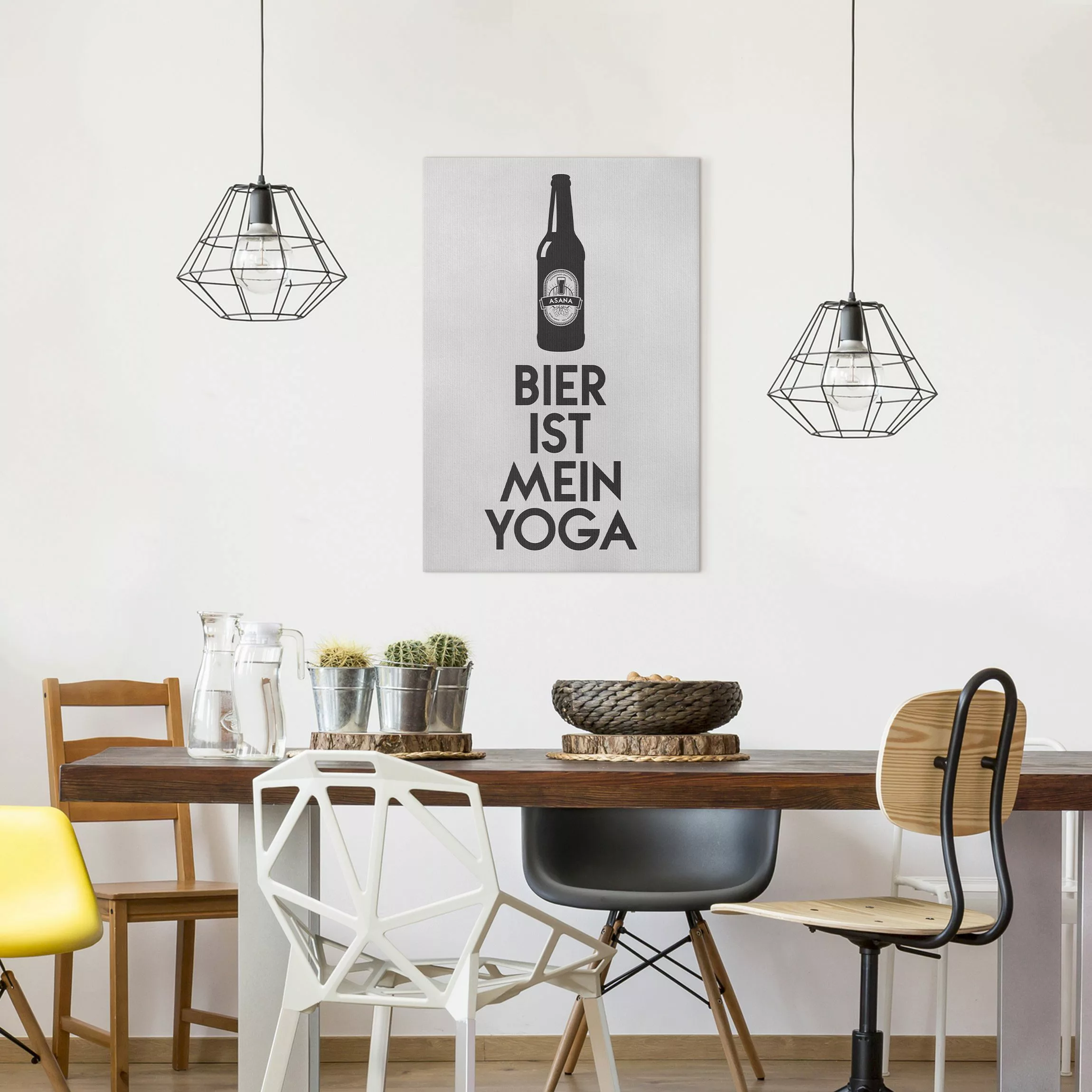 Leinwandbild Bier Ist Mein Yoga günstig online kaufen