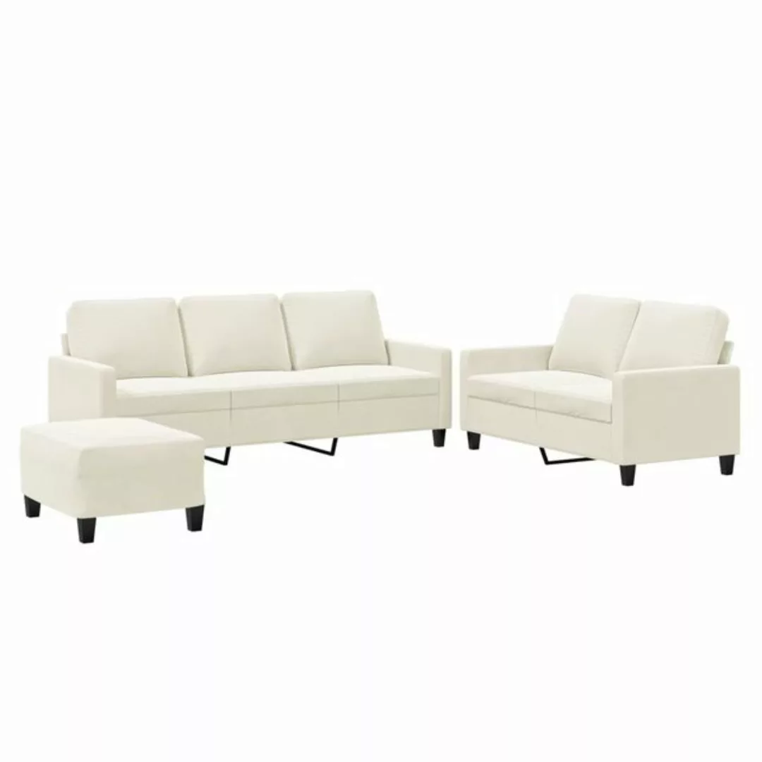 vidaXL Sofa 3-tlg. Sofagarnitur mit Kissen Creme Samt günstig online kaufen