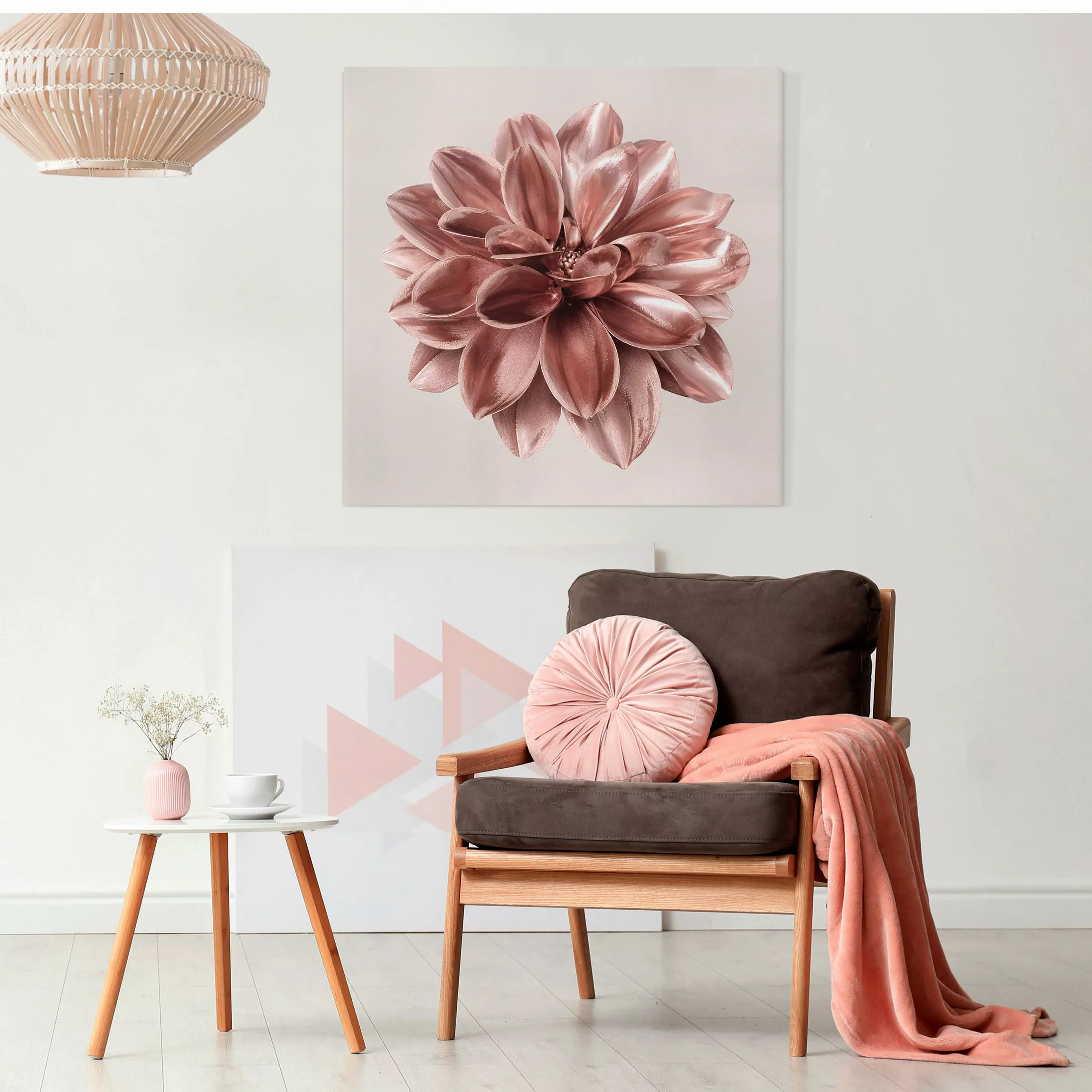 Leinwandbild Dahlie Blume Rosegold Metallic günstig online kaufen