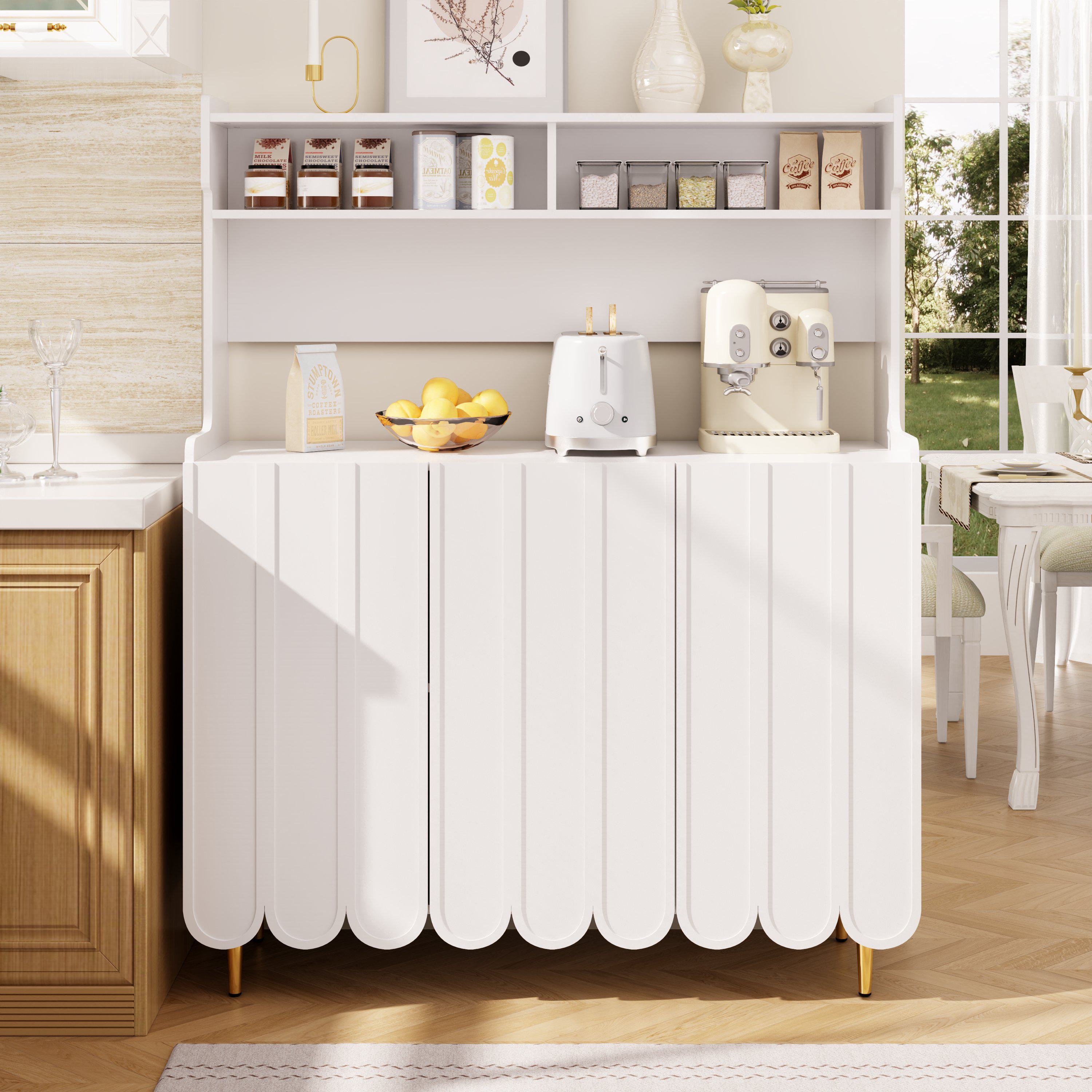 Modernes Sideboard mit offenen Ablageregalen, goldenen Beinen, 120×40×150,8 günstig online kaufen