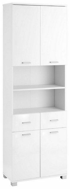 loft24 Hochschrank Rhonda Badezimmerschank Badschrank 4 Türen 2 Schubladen günstig online kaufen