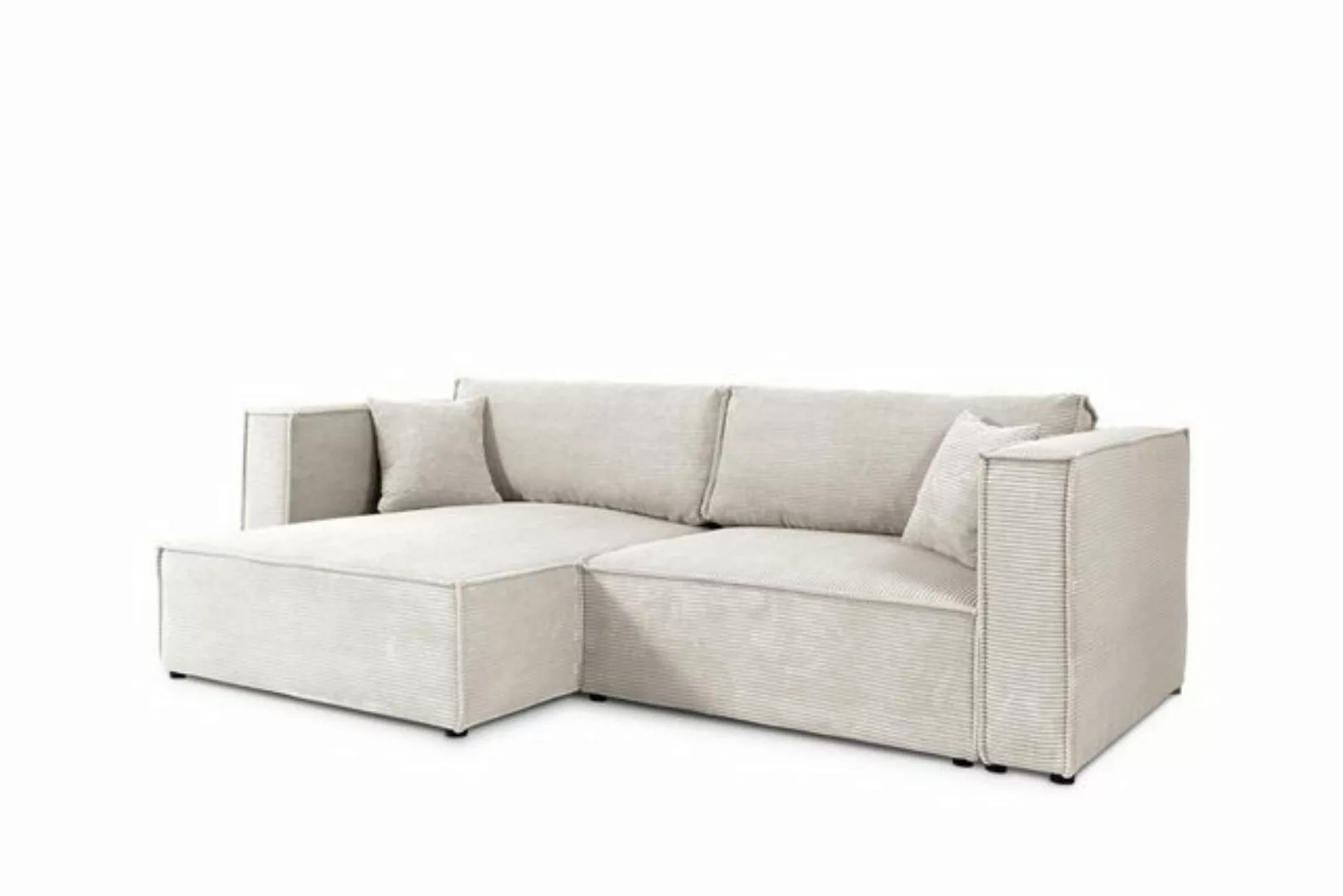 Compleo Ecksofa mit Schlaffunktion, Cordstoff, L-Form, Bequem CAMO günstig online kaufen