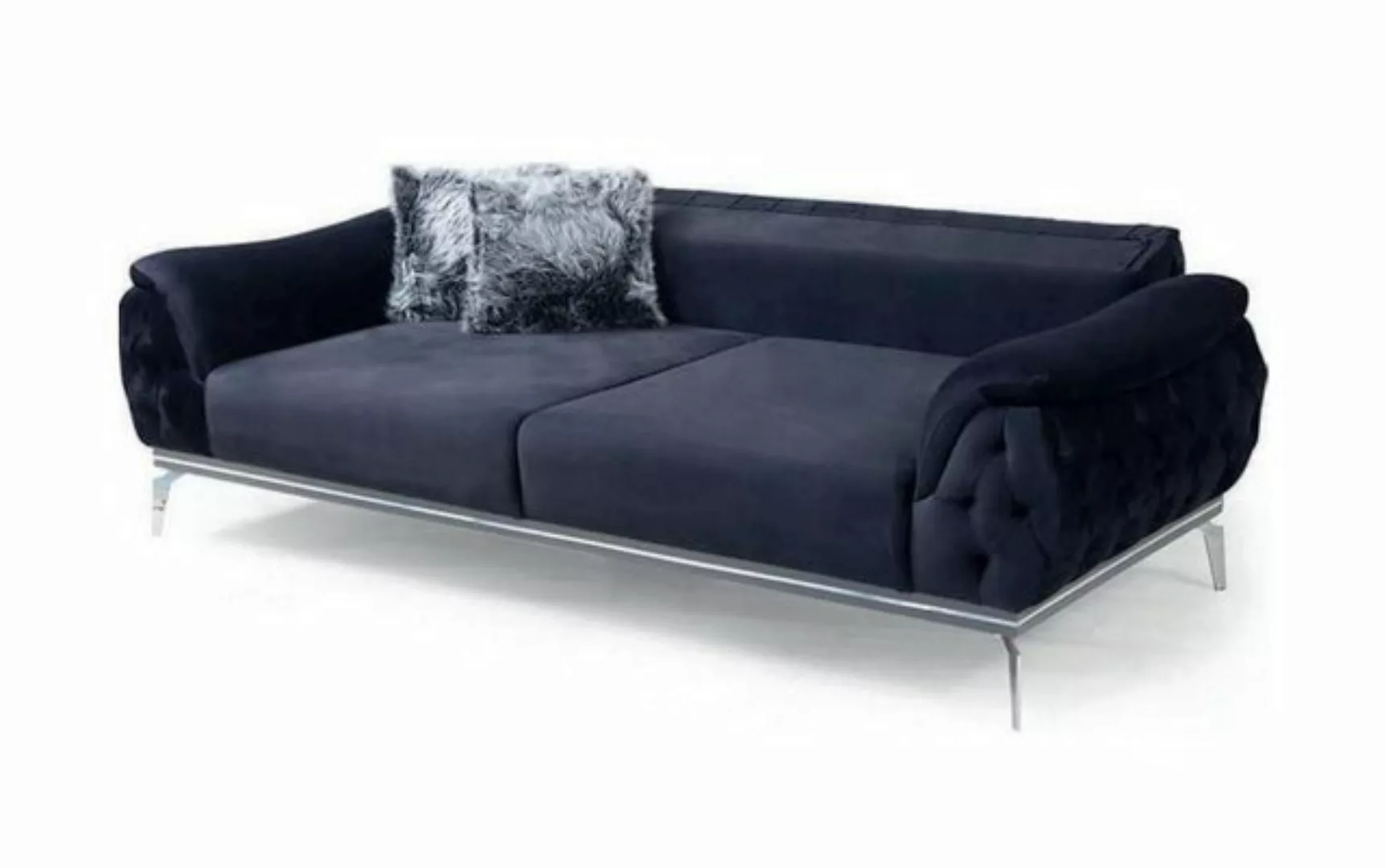 JVmoebel 3-Sitzer Schwarz Chesterfield Design Textil Material Modern 3-Sitz günstig online kaufen