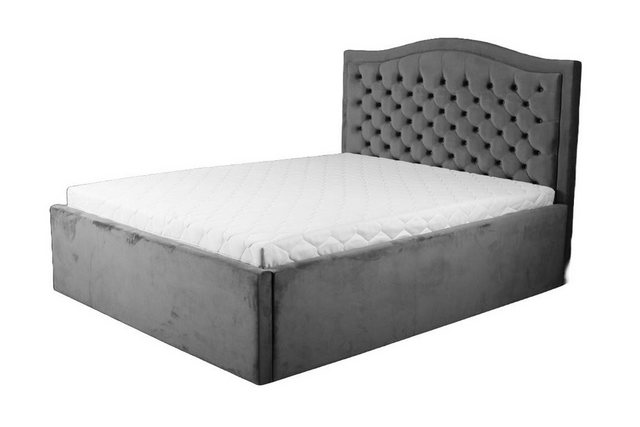 JVmoebel Bett Graues Chesterfield-Bett Klassisches Schlafzimmermöbel (Chest günstig online kaufen