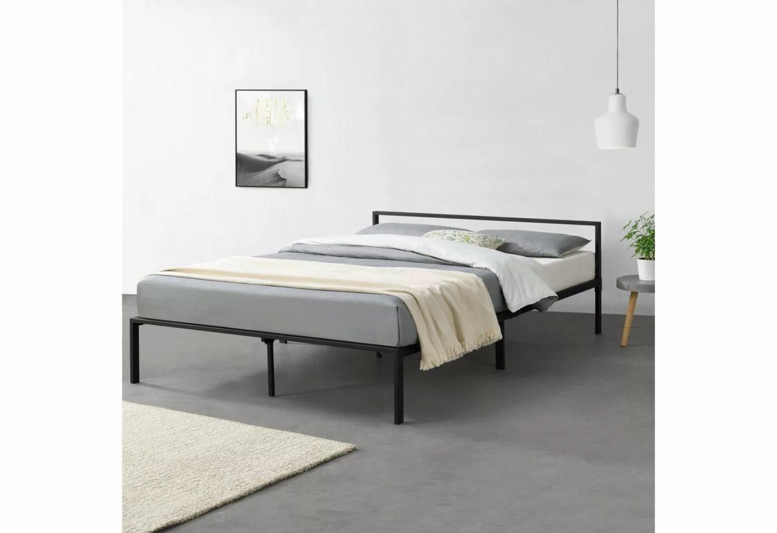 en.casa Metallbett, »Imatra« Bettgestell Stahlrahmen 140 x 200 cm Schwarz günstig online kaufen