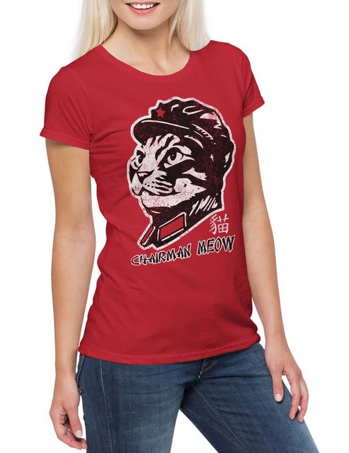 Urban Backwoods Print-Shirt Chairman Meow Damen T-Shirt Mao Cat Cats Social günstig online kaufen