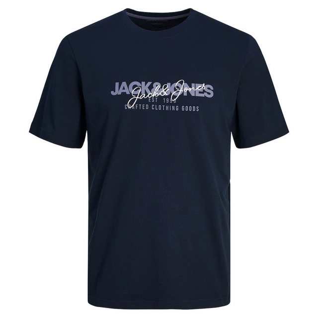 Jack & Jones Rundhalsshirt Große Größen Herren Shirt navy Logoprint JJALVIS günstig online kaufen