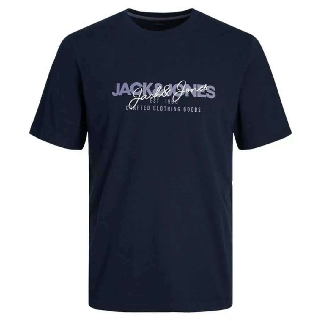 Jack & Jones Rundhalsshirt Große Größen Herren Shirt navy Logoprint JJALVIS günstig online kaufen